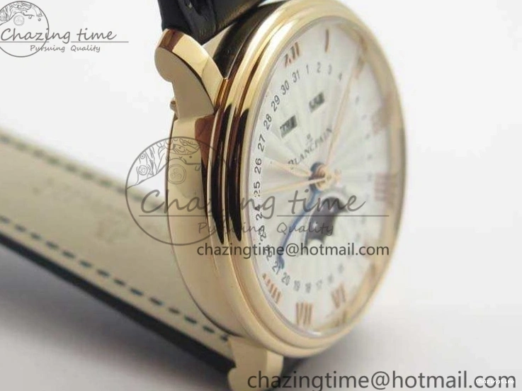 1228 Villeret 6654 RG Complicated Function OMF 1:1 Best Edition White Texture Dial On Leather Strap A Bright 8105